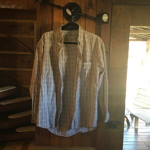 Bugle Boy Brown and White Plaid Casual Shirt